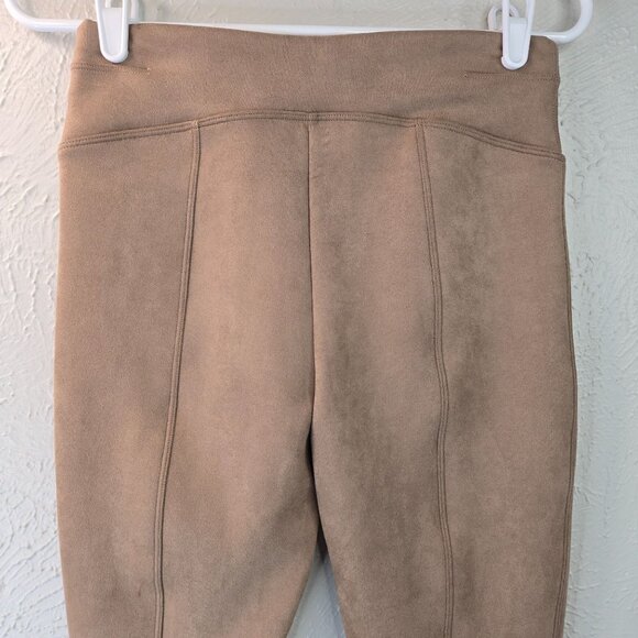 Spanx Legging Pants S Brown Faux Suede Preppy Equestrian Minimalist Pull On - Picture 7 of 14